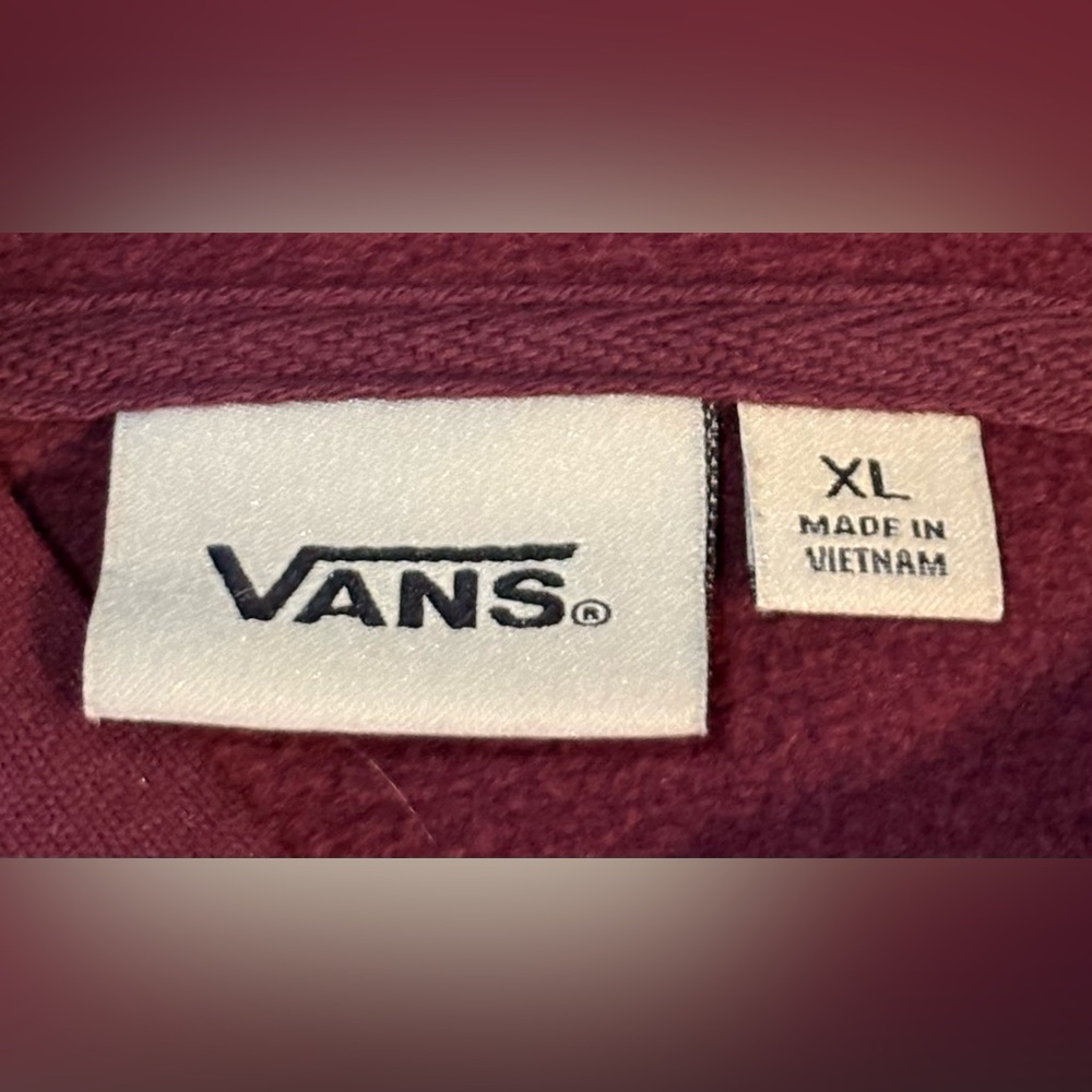 Ladies Vans Maroon Hoodie with Checkered Logo - size XL - Picture 4 of 4